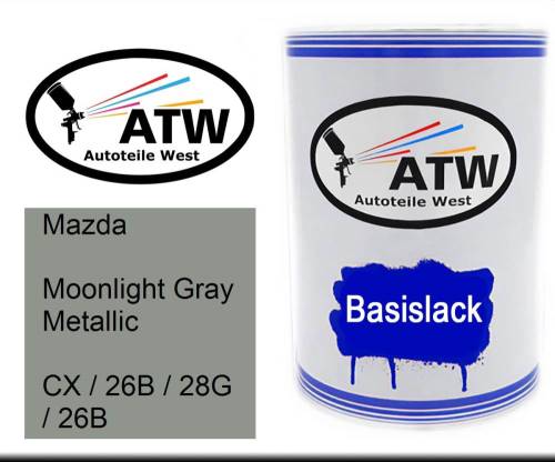 Mazda, Moonlight Gray Metallic, CX / 26B / 28G / 26B: 500ml Lackdose, von ATW Autoteile West.